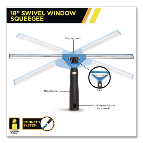 Swivel Window Washing Kit With Squeegee And Washer, 18" Wide