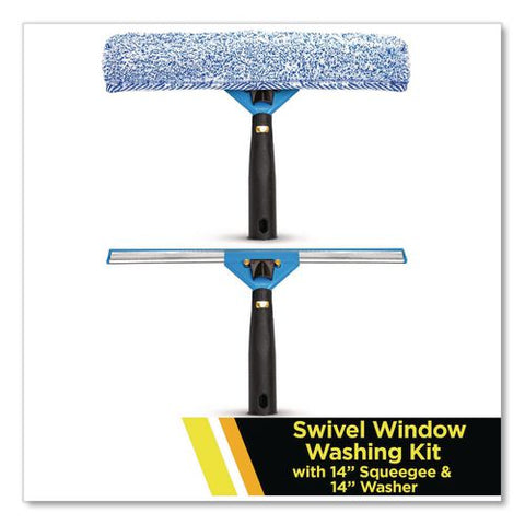 Swivel Window Washing Kit With Squeegee And Washer, 14" Wide, 3/kit