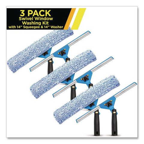 Swivel Window Washing Kit With Squeegee And Washer, 14" Wide, 3/kit