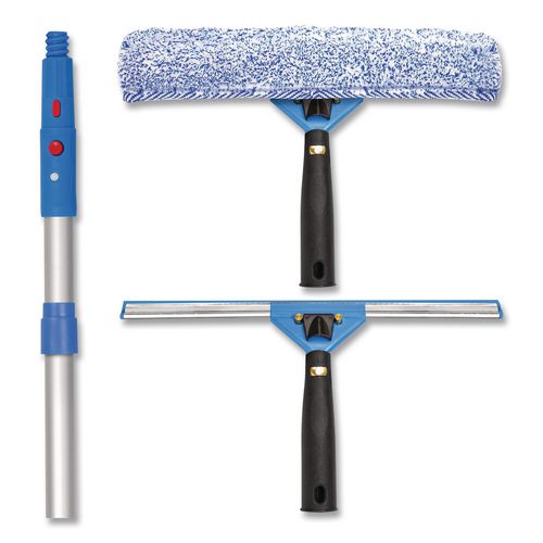 Pro Window Washing Kit With Squeegee, Washer And 6 Ft Telescopic Pole, 14" Wide