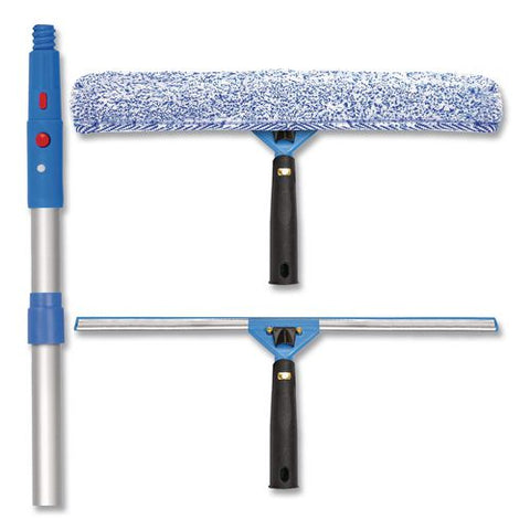 Pro Window Washing Kit With Squeegee, Washer And 6 Ft Telescopic Pole, 18" Wide Blade, 3/kit