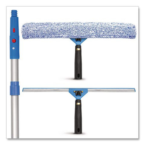 Pro Window Washing Kit With Squeegee, Washer And 6 Ft Telescopic Pole, 18" Wide Blade