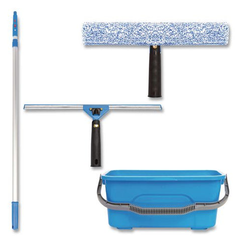 Pro Window Washing Kit With 14" Wide Blade Squeegee, Washer, 6 Ft Telescopic Pole And 3 Gal Heavy-duty Bucket, 2/kit