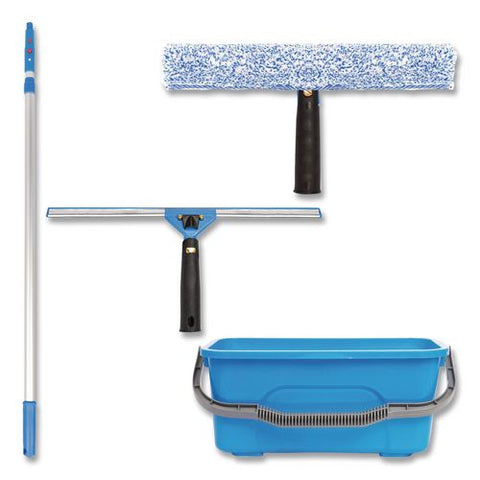 Pro Window Washing Kit With 14" Wide Blade Squeegee, Washer, 6 Ft Telescopic Pole And 3 Gal Heavy-duty Bucket, 3/kit