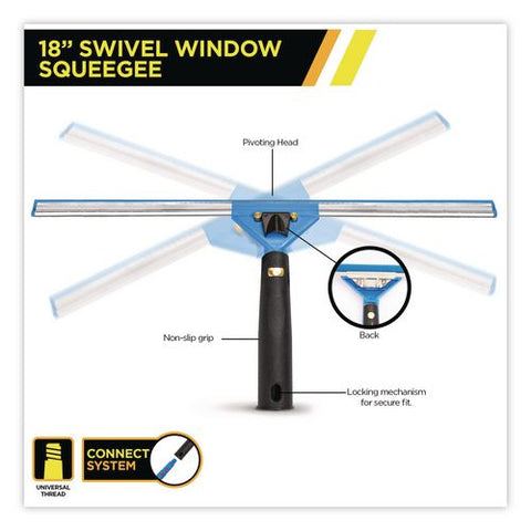 Pro Window Washing Kit With Squeegee, Washer And 20" Pole, 18" Wide Blade