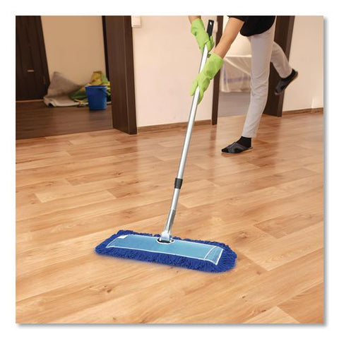 All-in-one 24" Microfiber Dust Mop Set With Telescopic Handle, 24 X 5, Blue, Microfiber Head, 72" Silver Aluminum Handle