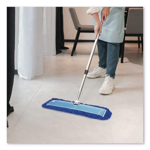 All-in-one Microfiber Dust Mop Set With Telescopic Handle, 36 X 5, Blue Microfiber Head, 72" Silver Aluminum Handle, 4/kit