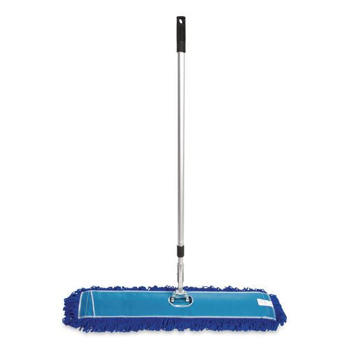 All-in-one Microfiber Dust Mop Set With Telescopic Handle, 36 X 5, Blue Microfiber Head, 40" To 72" Silver Aluminum Handle