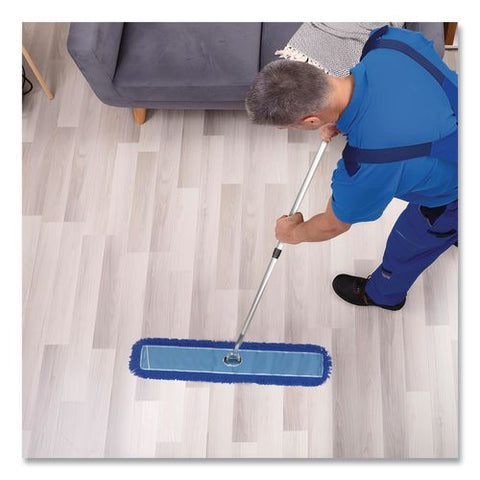 All-in-one Microfiber Dust Mop Set With Telescopic Handle, 48 X 5, Blue Microfiber Head, 72" Silver Aluminum Handle, 4/kit