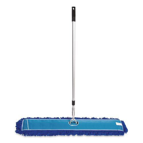 All-in-one Microfiber Dust Mop Set With Telescopic Handle, 48 X 5, Blue Microfiber Head, 40" To 72" Silver Aluminum Handle