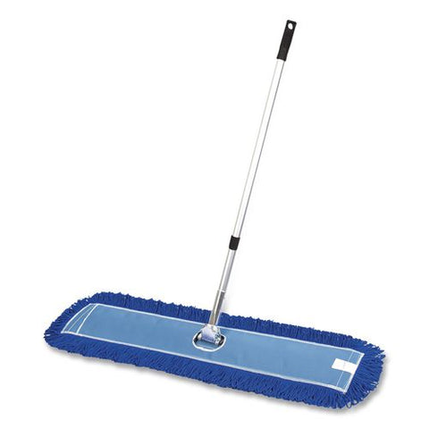 All-in-one Microfiber Dust Mop Set With Telescopic Handle, 48 X 5, Blue Microfiber Head, 40" To 72" Silver Aluminum Handle