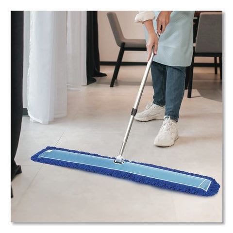 All-in-one Microfiber Dust Mop Set With Telescopic Handle, 60 X 5, Blue Microfiber Head, 72" Silver Aluminum Handle, 4/kit