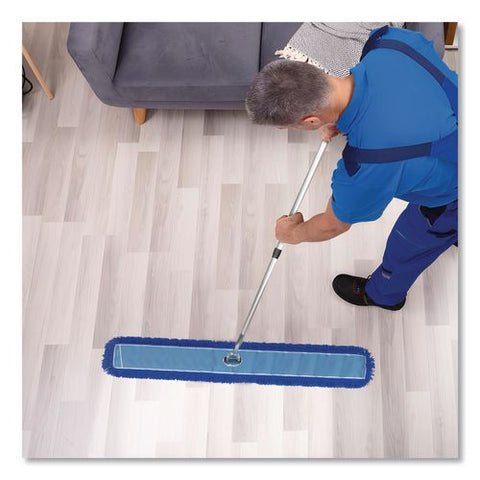 All-in-one Microfiber Dust Mop Set With Telescopic Handle, 60 X 5, Blue Microfiber Head, 72" Silver Aluminum Handle, 4/kit