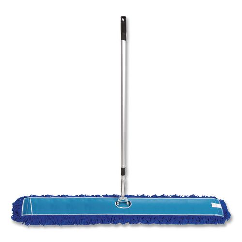 All-in-one Microfiber Dust Mop Set With Telescopic Handle, 60 X 5, Blue Microfiber Head, 40" To 72" Silver Aluminum Handle
