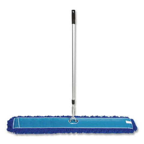 All-in-one Microfiber Dust Mop Set With Telescopic Handle, 60 X 5, Blue Microfiber Head, 40" To 72" Silver Aluminum Handle