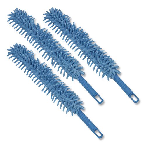 Flexible Wand Duster With Microfiber And Chenille Sleeve, 22" Length, 3/pack