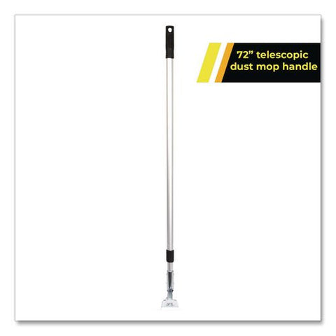72" Aluminum Telescopic Dust Mop Handle, 1" Dia X 42" To 72", Silver, 3/pack