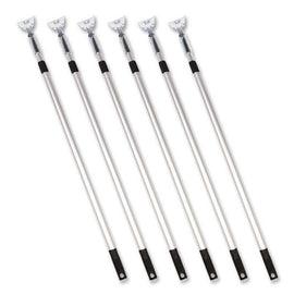 72" Aluminum Telescopic Dust Mop Handle, 1" Dia X 42" To 72", Silver, 6/pack