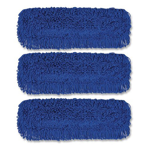 Microfiber Looped Dust Mop Pad Head, 24 X 5, Blue, 3/pack