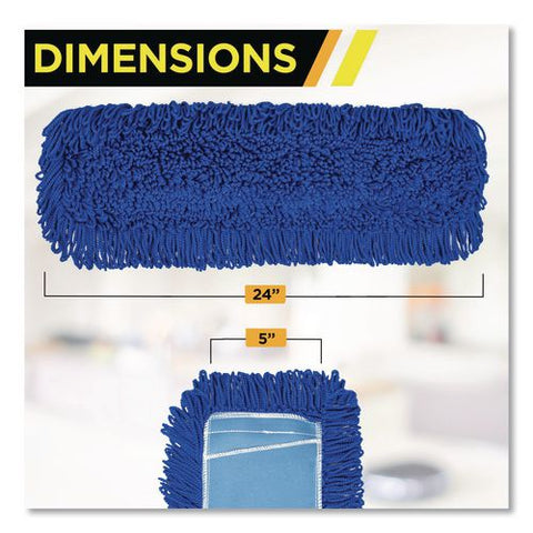 Microfiber Looped Dust Mop Pad Head, 24 X 5, Blue