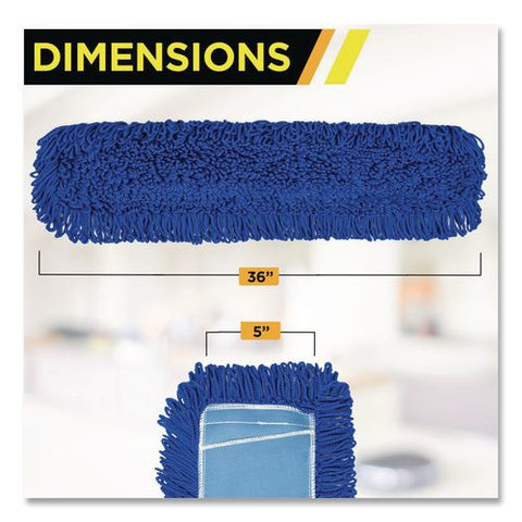 Microfiber Looped Dust Mop Pad Head, 36 X 5, Blue, 3/pack