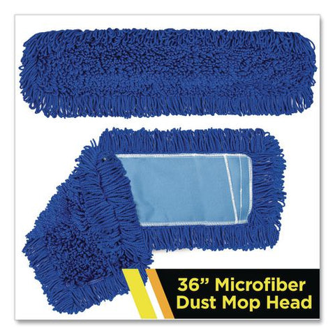 Microfiber Looped Dust Mop Pad Head, 36 X 5, Blue, 3/pack