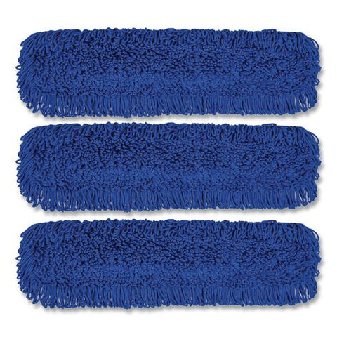 Microfiber Looped Dust Mop Pad Head, 36 X 5, Blue, 3/pack