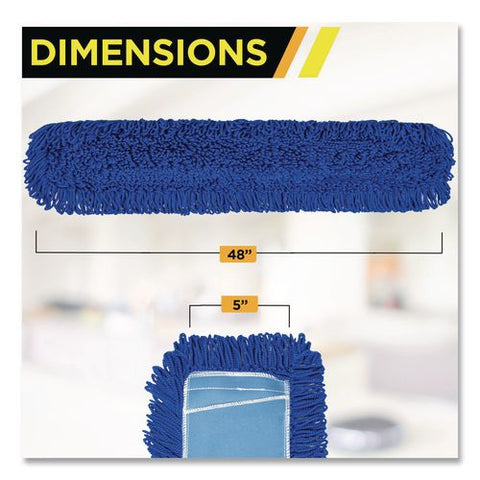 Microfiber Looped Dust Mop Pad Head, 48 X 5, Blue, 6/pack