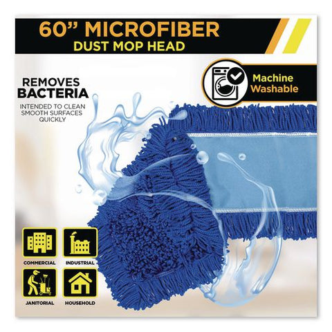 Microfiber Looped Dust Mop Pad Head, 60 X 5, Blue, 3/pack