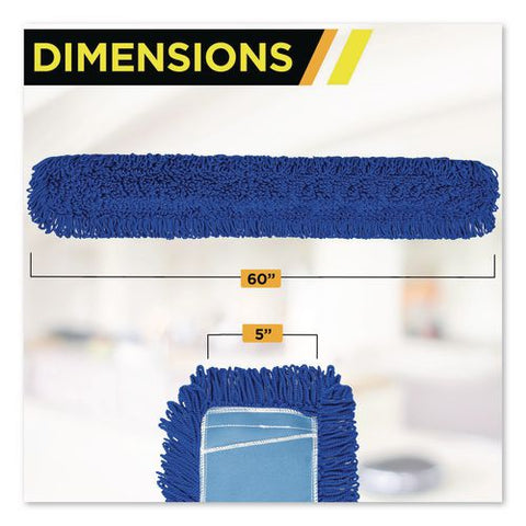 Microfiber Looped Dust Mop Pad Head, 60 X 5, Blue, 6/pack