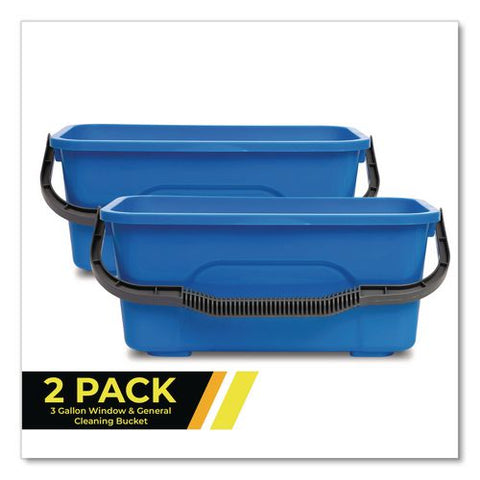 Window And General Cleaning Bucket, 3 Gal, Blue, 2/carton