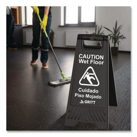 Caution Wet Floor Sign, 11.8 X 12 X 24, Black, 3/pack