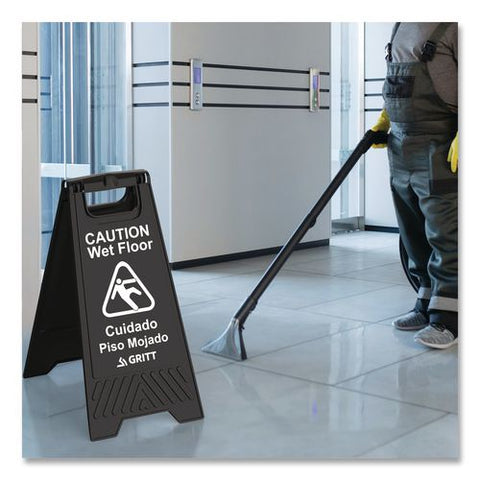 Caution Wet Floor Sign, 11.8 X 12 X 24, Black, 3/pack