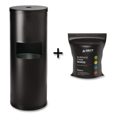 Dispenser And Wipes Starter Kit, 13.1 X 13.1 X 36, Black