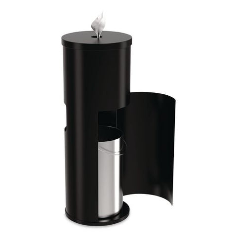 Floor Stand Wet Wipe Dispenser Station With 7 Gallon Built-in Trash Can, 13.1 X 13.1 X 36, Black