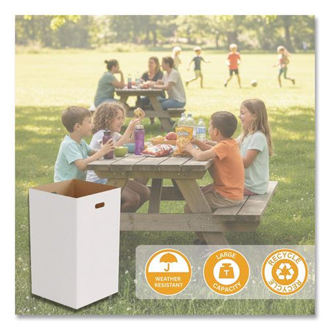 30 Gallon Corrugated Cardboard Trash Can And Recycling Container, White, 4/carton