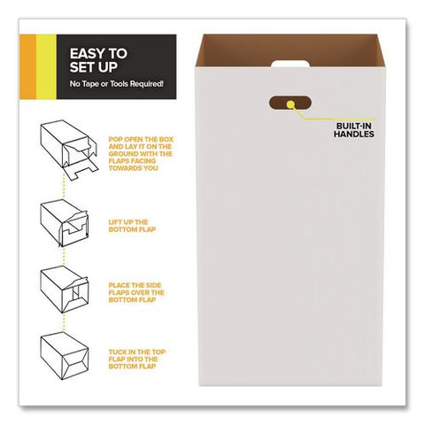 40 Gallon Corrugated Cardboard Trash Can And Recycling Container, White, 10/carton