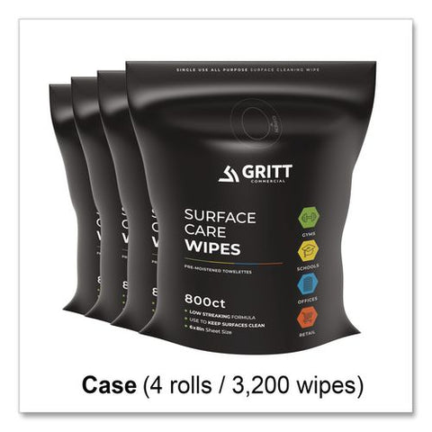 Surface Care Wipes, 1-ply, 6 X 8, Fresh, White, 800/pack, 4 Packs/carton