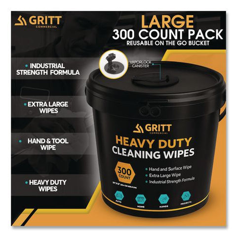 Heavy-duty Cleaning Wipes, 10 X 12, Citrus, White, 300 Wipes/bucket, 4 Buckets/carton