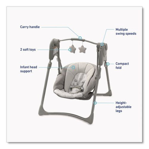 Slim Spaces Compact Baby Swing, Supports Up To 25 Lb, 23.25 X 28.75 X 32.5, Gray