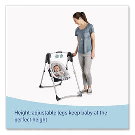 Slim Spaces Compact Baby Swing, Supports Up To 25 Lb, 23.25 X 28.75 X 32.5, Gray