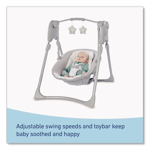 Slim Spaces Compact Baby Swing, Supports Up To 25 Lb, 23.25 X 28.75 X 32.5, Gray