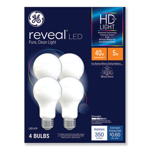 Reveal Hd+ Led A19 Light Bulb, 5 W, 4/pack