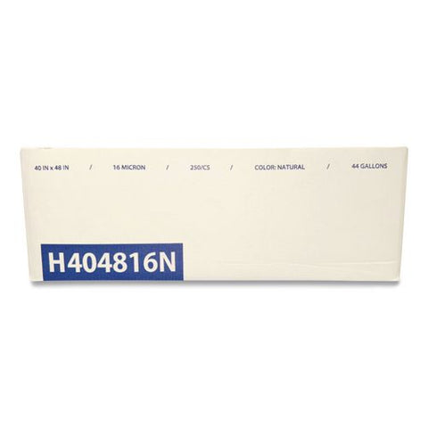 Waste Can Liners, 45 Gal, 16 Mic, 40" X 48", Natural, 200/carton