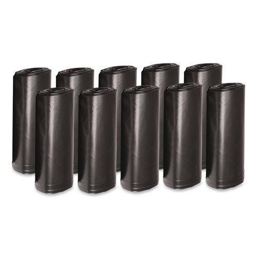 Low Density Can Liners, 60 Gal, 1.5 Mil, 38" X 58", Black, Interleaved Roll, 10 Bags/roll, 10 Rolls/carton