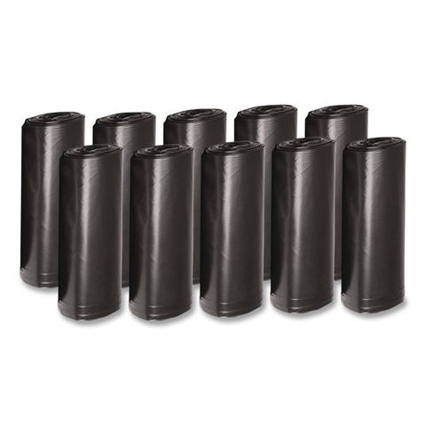 Low Density Can Liners, 60 Gal, 1.5 Mil, 38" X 58", Black, Interleaved Roll, 10 Bags/roll, 10 Rolls/carton