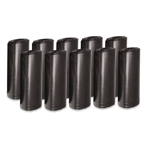 Low Density Can Liners, 60 Gal, 1.5 Mil, 38" X 58", Black, Interleaved Roll, 10 Bags/roll, 10 Rolls/carton