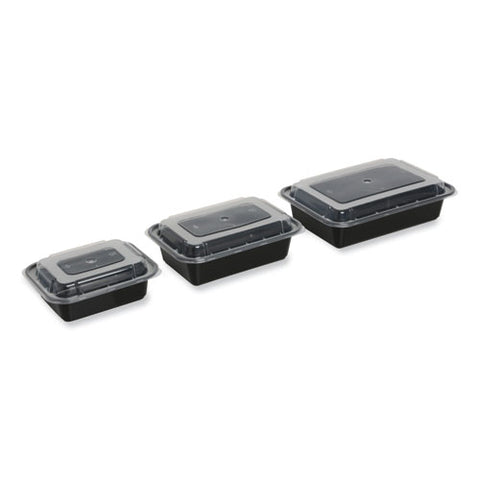 Microwavable Food Container With Lid, Rectangular, 12 Oz, 5.78 X 4.52 X 2.24, Black/clear, Plastic, 150/carton