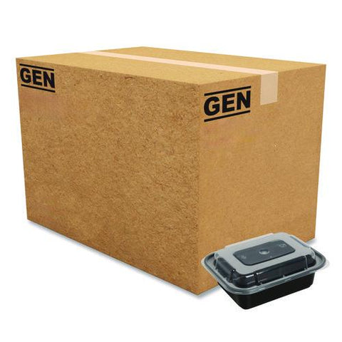 Microwavable Food Container With Lid, Rectangular, 12 Oz, 5.78 X 4.52 X 2.24, Black/clear, Plastic, 150/carton