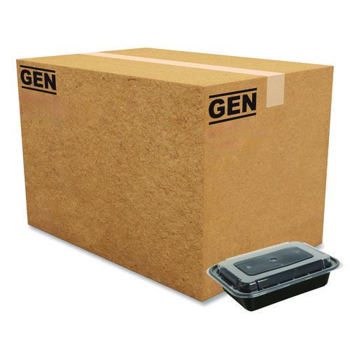 Microwavable Food Container With Lid, Rectangular, 16 Oz, 7.48 X 5.03 X 2.04, Black/clear, Plastic, 150/carton